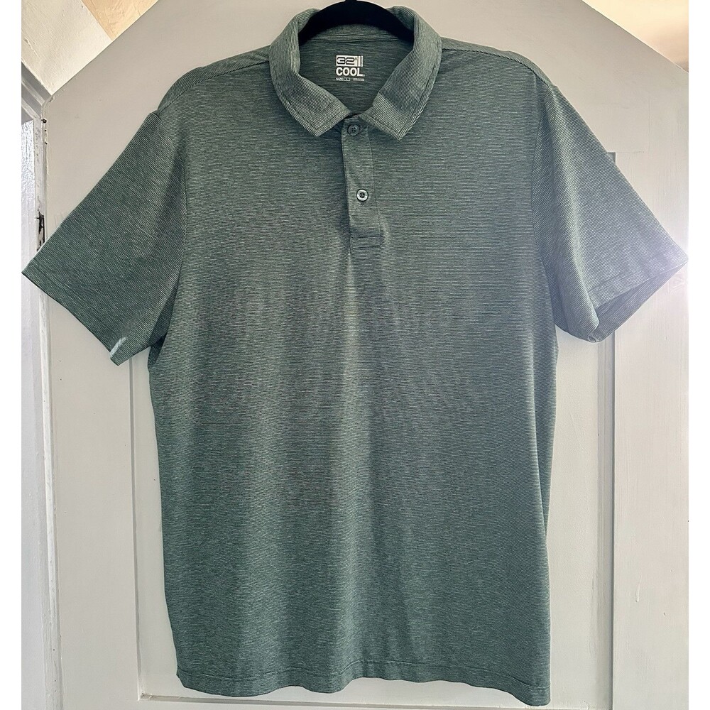 2 32° Degrees Cool Men’s Sz L Green Short Sleeve Quick Dry Breathable Polo Shirt